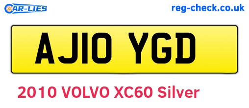 AJ10YGD are the vehicle registration plates.