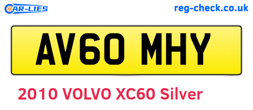 AV60MHY are the vehicle registration plates.