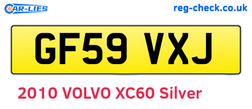 GF59VXJ are the vehicle registration plates.