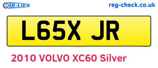L65XJR are the vehicle registration plates.