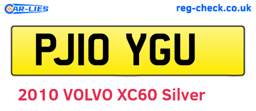 PJ10YGU are the vehicle registration plates.