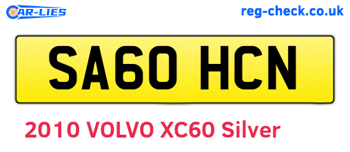 SA60HCN are the vehicle registration plates.