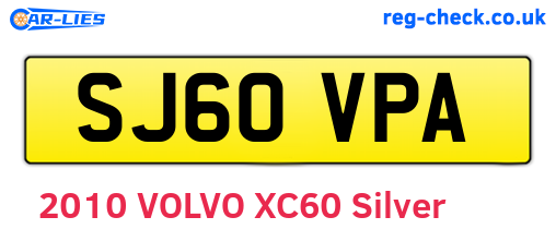 SJ60VPA are the vehicle registration plates.