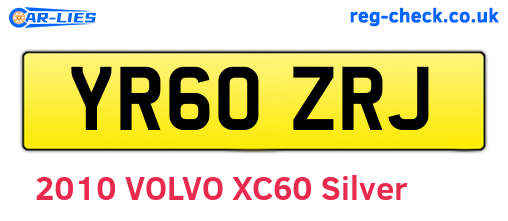 YR60ZRJ are the vehicle registration plates.
