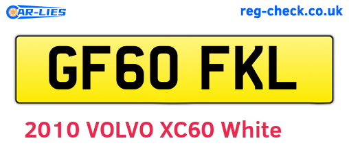 GF60FKL are the vehicle registration plates.