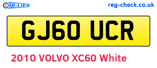 GJ60UCR are the vehicle registration plates.