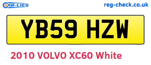 YB59HZW are the vehicle registration plates.
