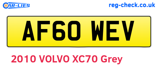 AF60WEV are the vehicle registration plates.