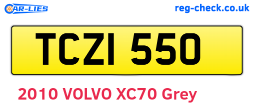 TCZ1550 are the vehicle registration plates.