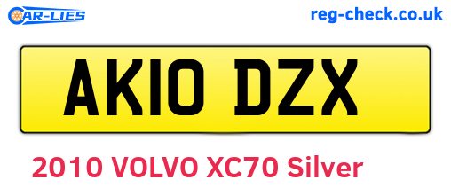 AK10DZX are the vehicle registration plates.
