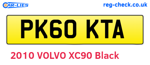PK60KTA are the vehicle registration plates.