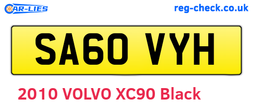 SA60VYH are the vehicle registration plates.