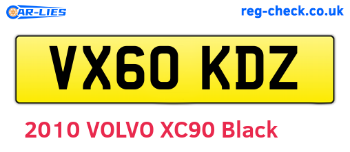 VX60KDZ are the vehicle registration plates.