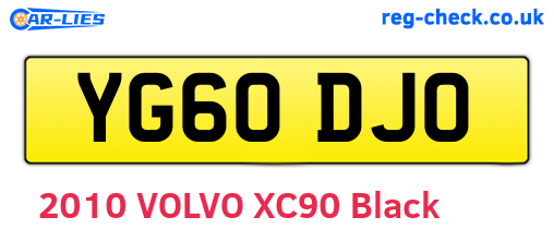 YG60DJO are the vehicle registration plates.