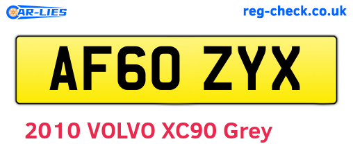 AF60ZYX are the vehicle registration plates.