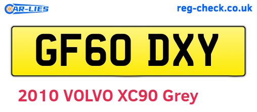 GF60DXY are the vehicle registration plates.