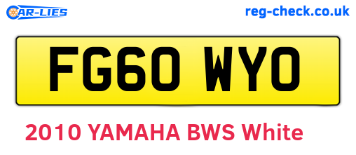 FG60WYO are the vehicle registration plates.