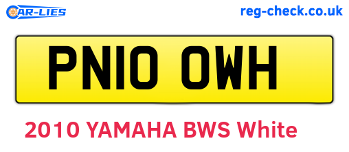 PN10OWH are the vehicle registration plates.