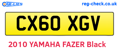 CX60XGV are the vehicle registration plates.