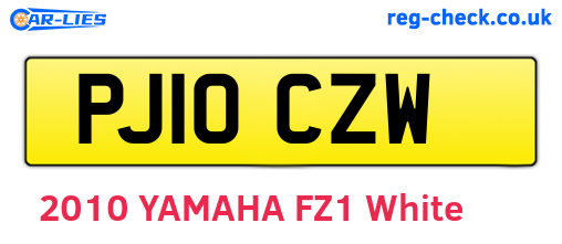 PJ10CZW are the vehicle registration plates.