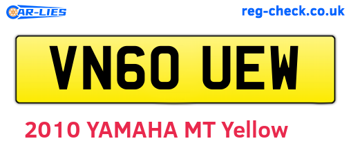 VN60UEW are the vehicle registration plates.