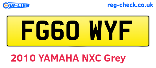 FG60WYF are the vehicle registration plates.