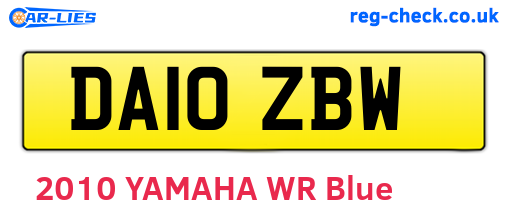 DA10ZBW are the vehicle registration plates.