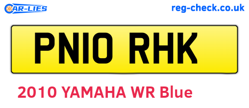 PN10RHK are the vehicle registration plates.