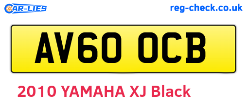 AV60OCB are the vehicle registration plates.