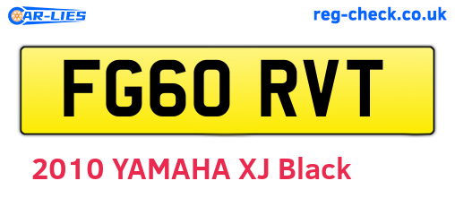 FG60RVT are the vehicle registration plates.