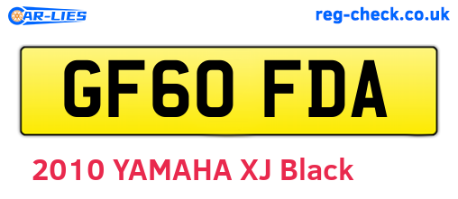 GF60FDA are the vehicle registration plates.