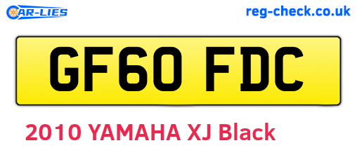 GF60FDC are the vehicle registration plates.