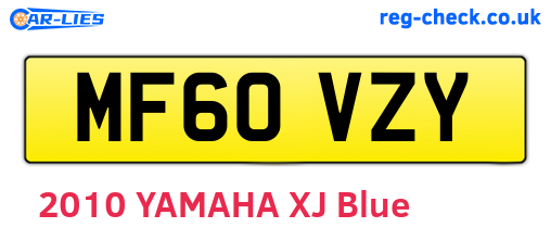 MF60VZY are the vehicle registration plates.