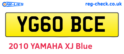 YG60BCE are the vehicle registration plates.