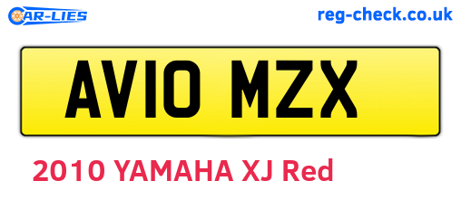 AV10MZX are the vehicle registration plates.
