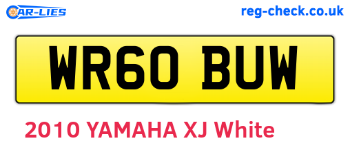 WR60BUW are the vehicle registration plates.