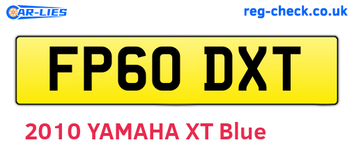 FP60DXT are the vehicle registration plates.
