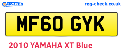 MF60GYK are the vehicle registration plates.