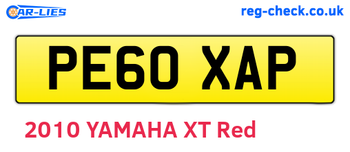 PE60XAP are the vehicle registration plates.