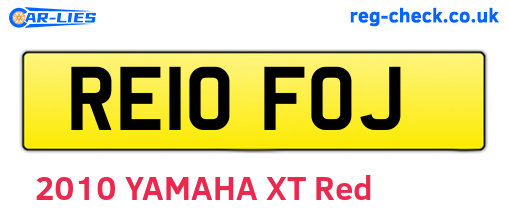 RE10FOJ are the vehicle registration plates.