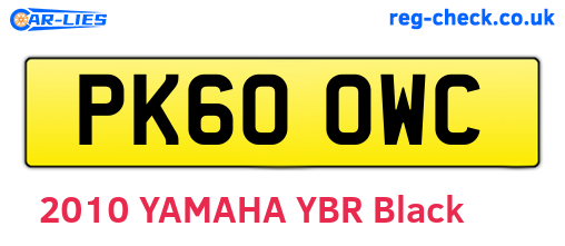 PK60OWC are the vehicle registration plates.