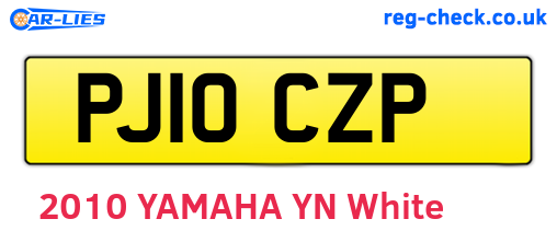 PJ10CZP are the vehicle registration plates.