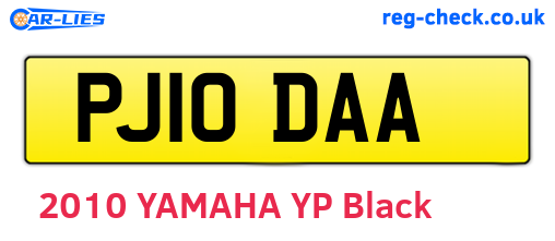 PJ10DAA are the vehicle registration plates.