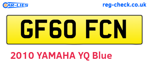 GF60FCN are the vehicle registration plates.