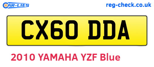 CX60DDA are the vehicle registration plates.
