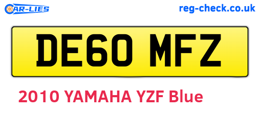 DE60MFZ are the vehicle registration plates.