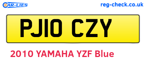 PJ10CZY are the vehicle registration plates.