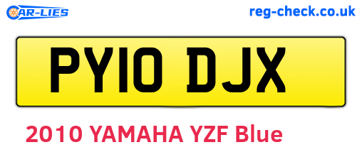 PY10DJX are the vehicle registration plates.