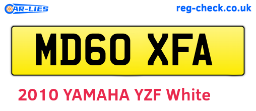 MD60XFA are the vehicle registration plates.