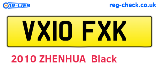 VX10FXK are the vehicle registration plates.